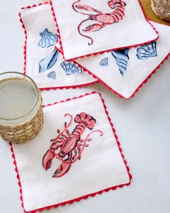 Cocktail Napkins Set of 4 in Lobster Landing