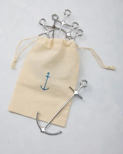 Cocktail Picks Set Of 6 in Silver Anchor