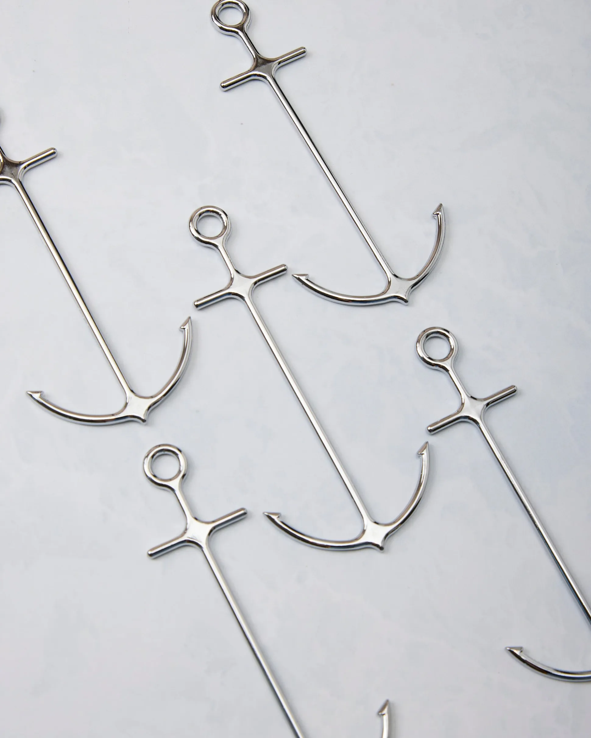 Cocktail Picks Set Of 6 in Silver Anchor