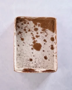 Cowhide Hairon Leather Tray in Brown