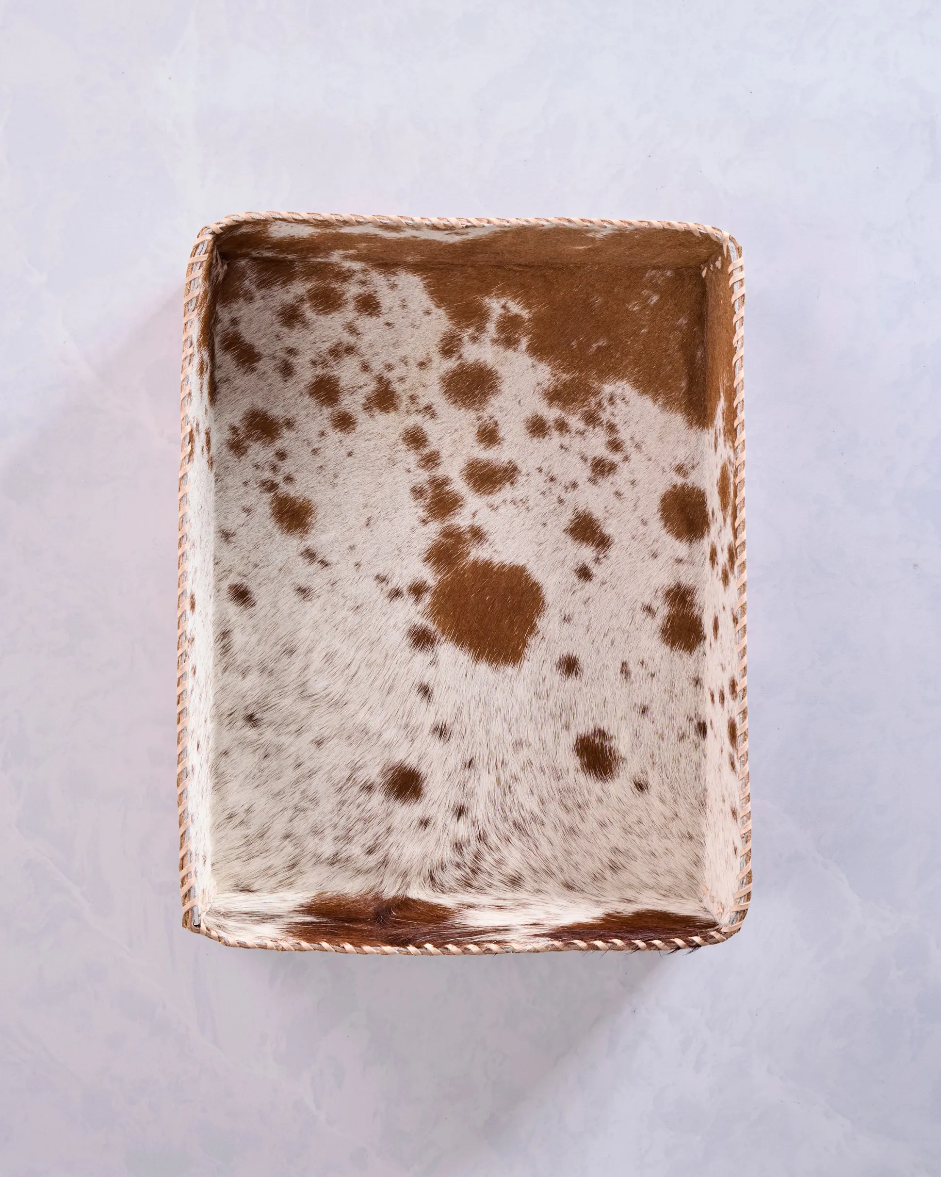 Cowhide Hairon Leather Tray in Brown