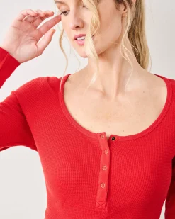 Cozy Henley in Crimson