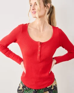 Cozy Henley in Crimson