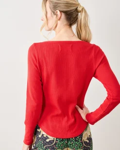 Cozy Henley in Crimson