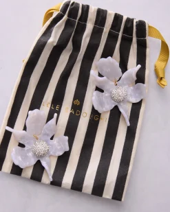 Crystal Lily Earrings in Mother of Pearl