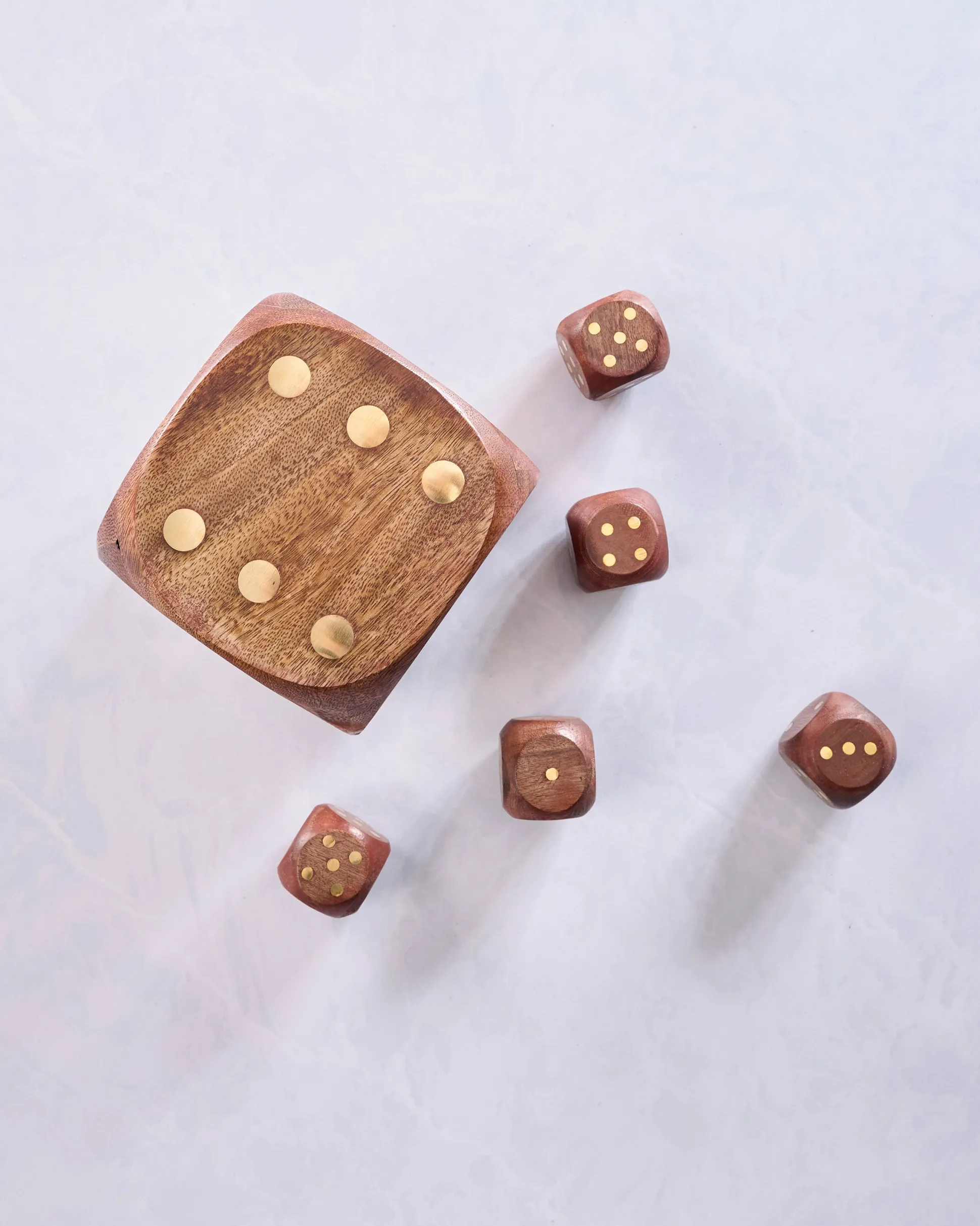 Dice Shaped Game Set in Brown