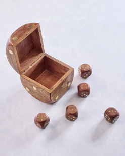 Dice Shaped Game Set in Brown