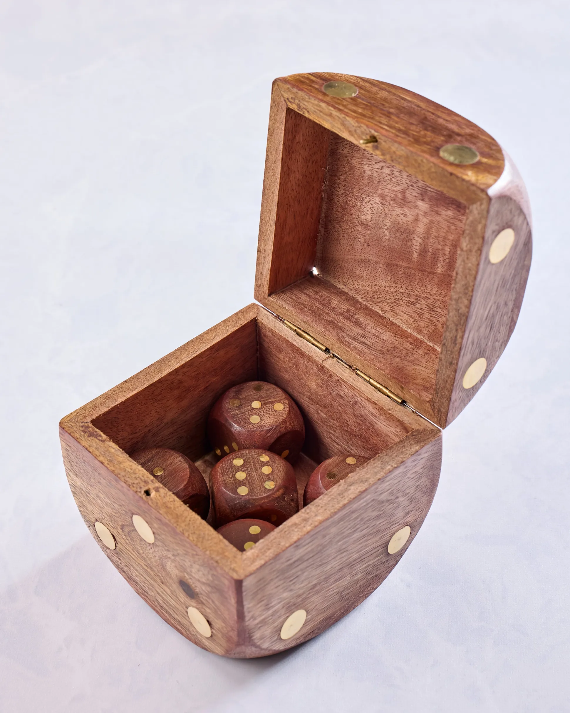 Dice Shaped Game Set in Brown