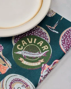 Dinner Napkins Set of 4 in Champagne & Caviar