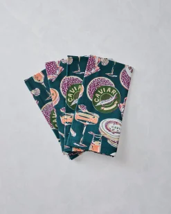 Dinner Napkins Set of 4 in Champagne & Caviar