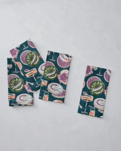 Dinner Napkins Set of 4 in Champagne & Caviar