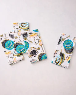 Dinner Napkins Set of 4 in Champagne & Caviar