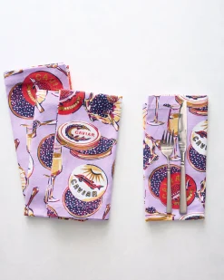 Dinner Napkins Set Of 4 in Champagne & Caviar
