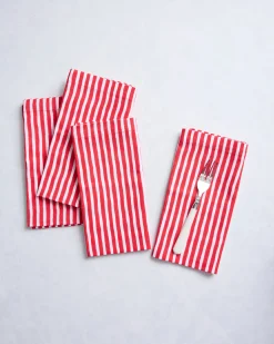 Dinner Napkins Set of 4 in Chunky Painted Stripe