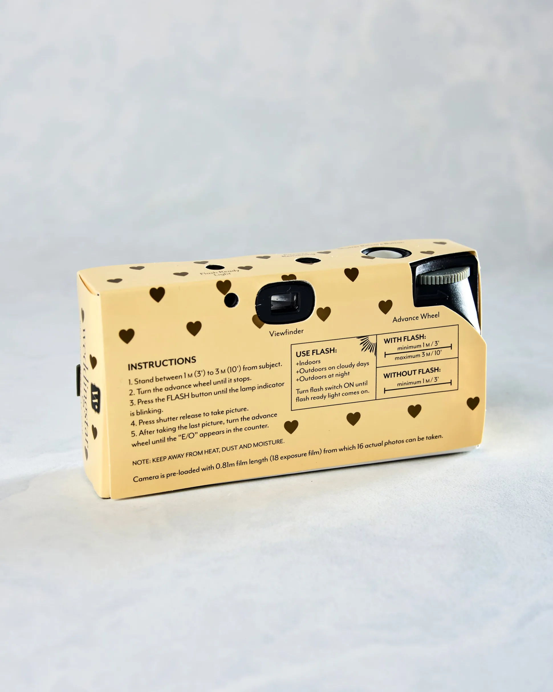 Disposable Camera with Flash in Gold Heart
