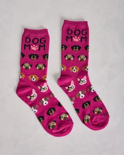 Dog Mom Bamboo Crew in Fuchsia