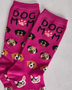Dog Mom Bamboo Crew in Fuchsia