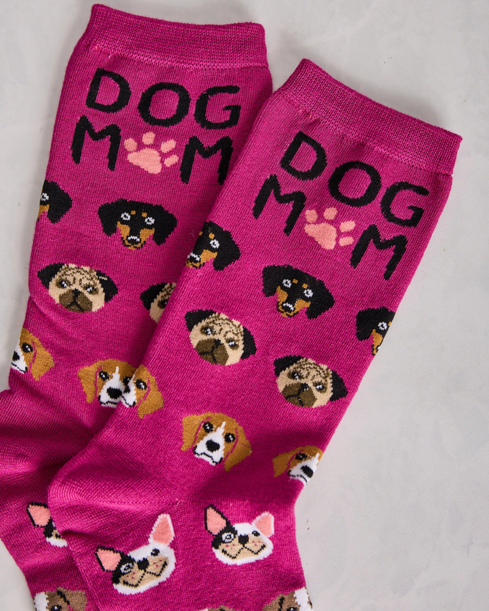 Dog Mom Bamboo Crew in Fuchsia