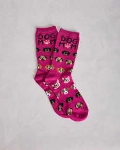 Dog Mom Bamboo Crew in Fuchsia