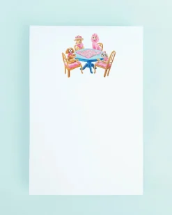 Dogs Playing Mahjong Notepad in White