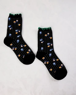 Dottie Floral Crew in Black