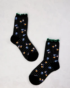 Dottie Floral Crew in Black