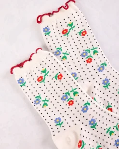 Dottie Floral Crew in White