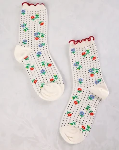 Dottie Floral Crew in White