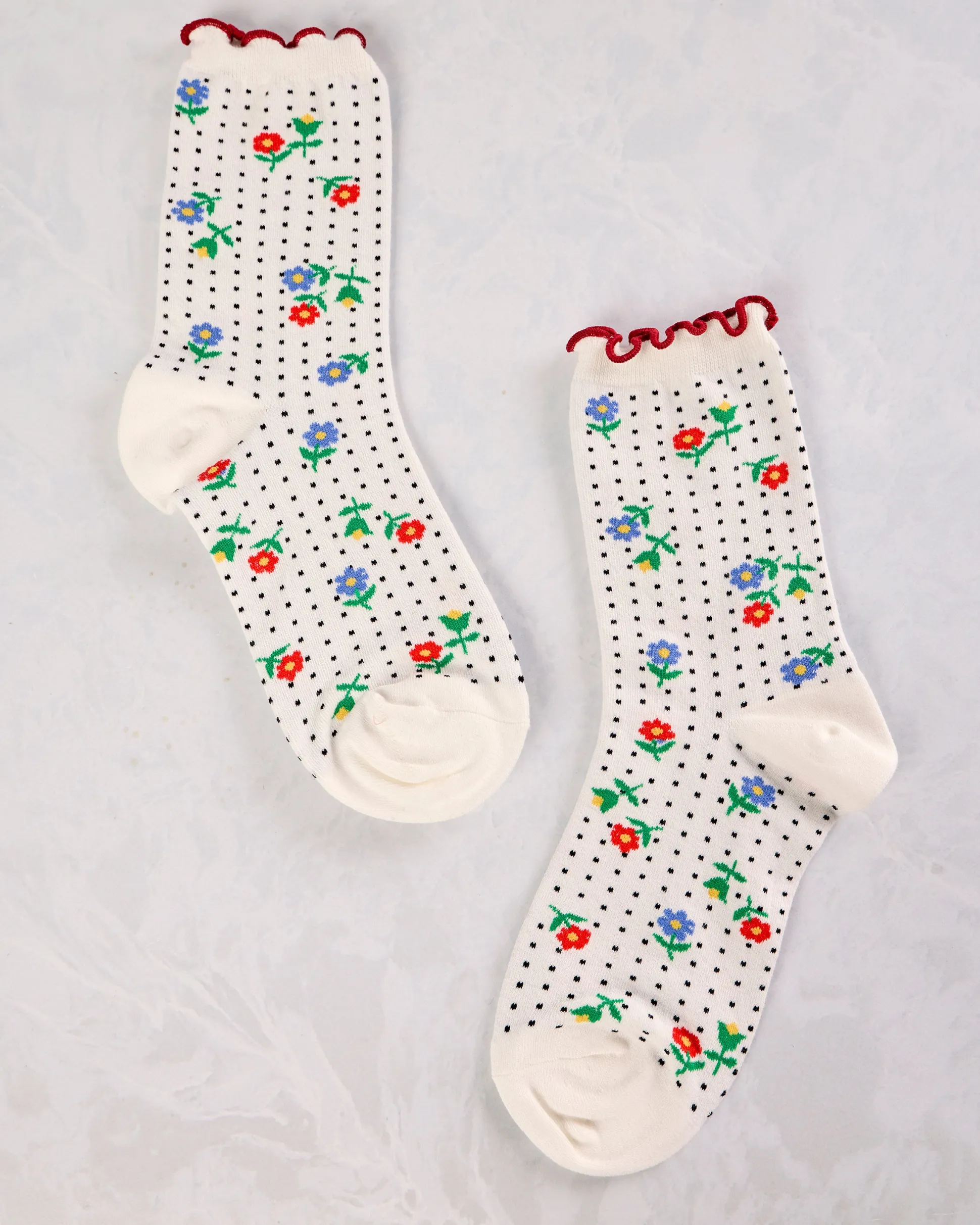 Dottie Floral Crew in White