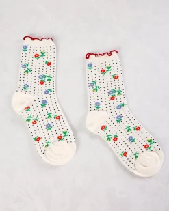 Dottie Floral Crew in White