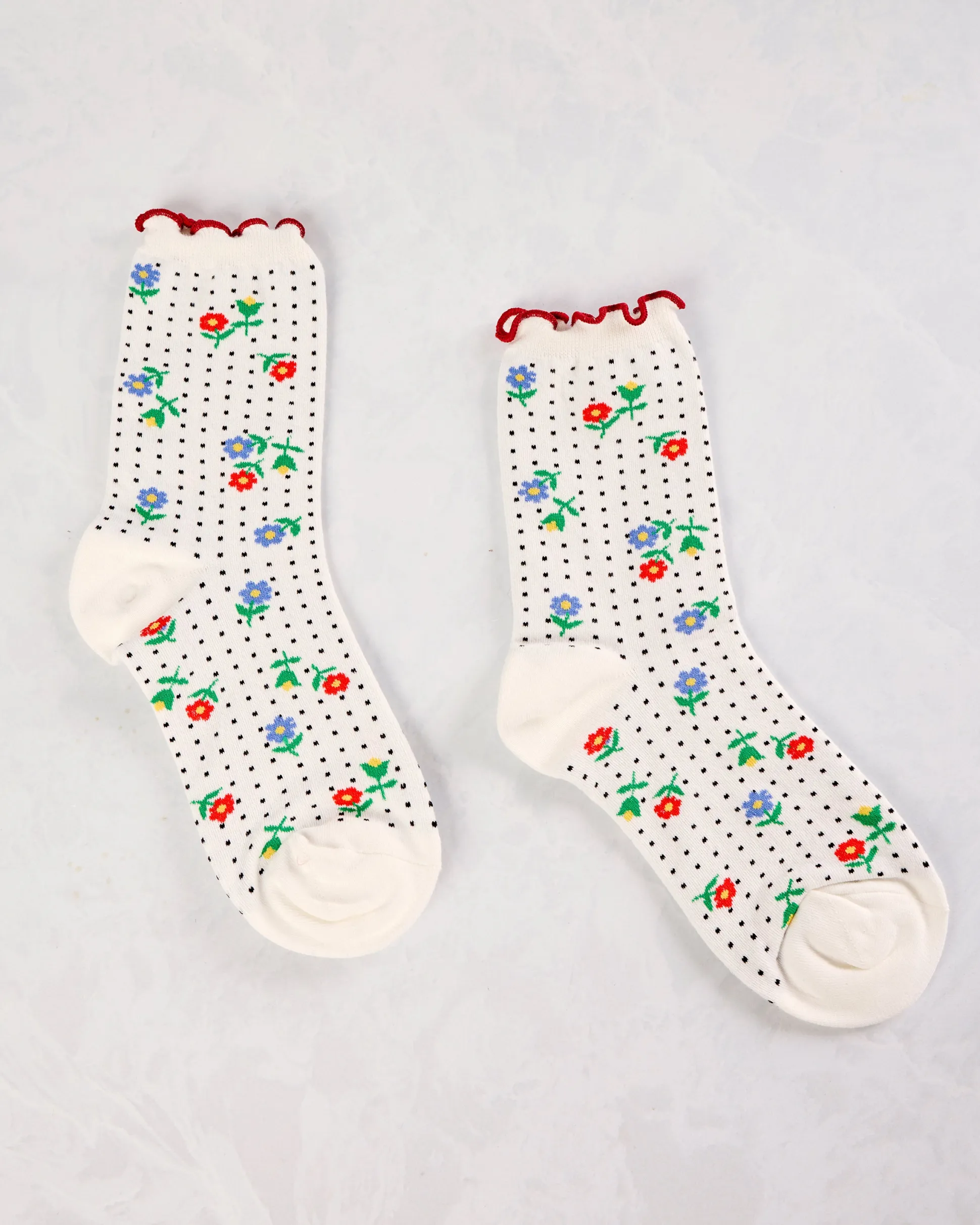 Dottie Floral Crew in White