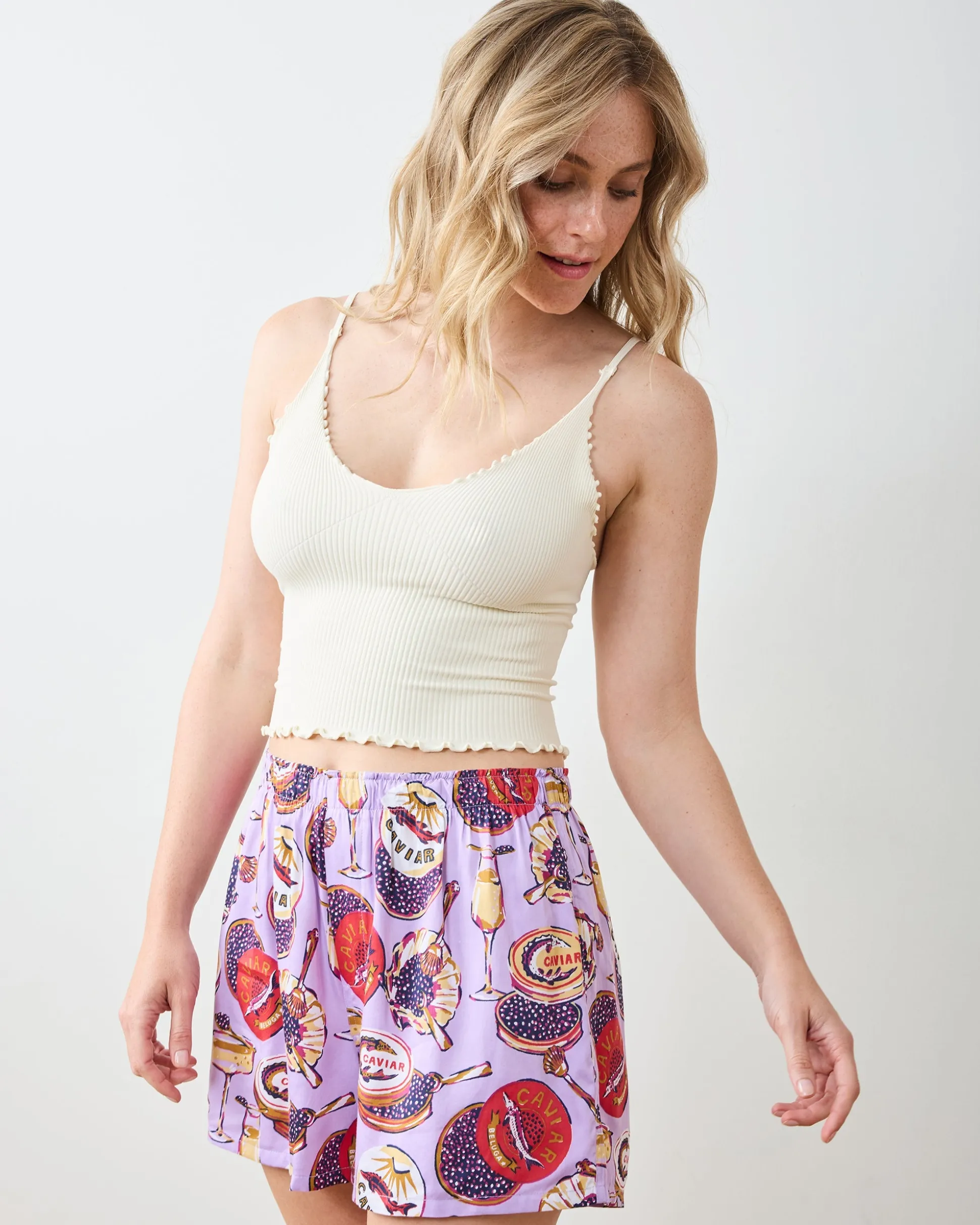 Eco Satin Boyfriend Boxer in Champagne & Caviar