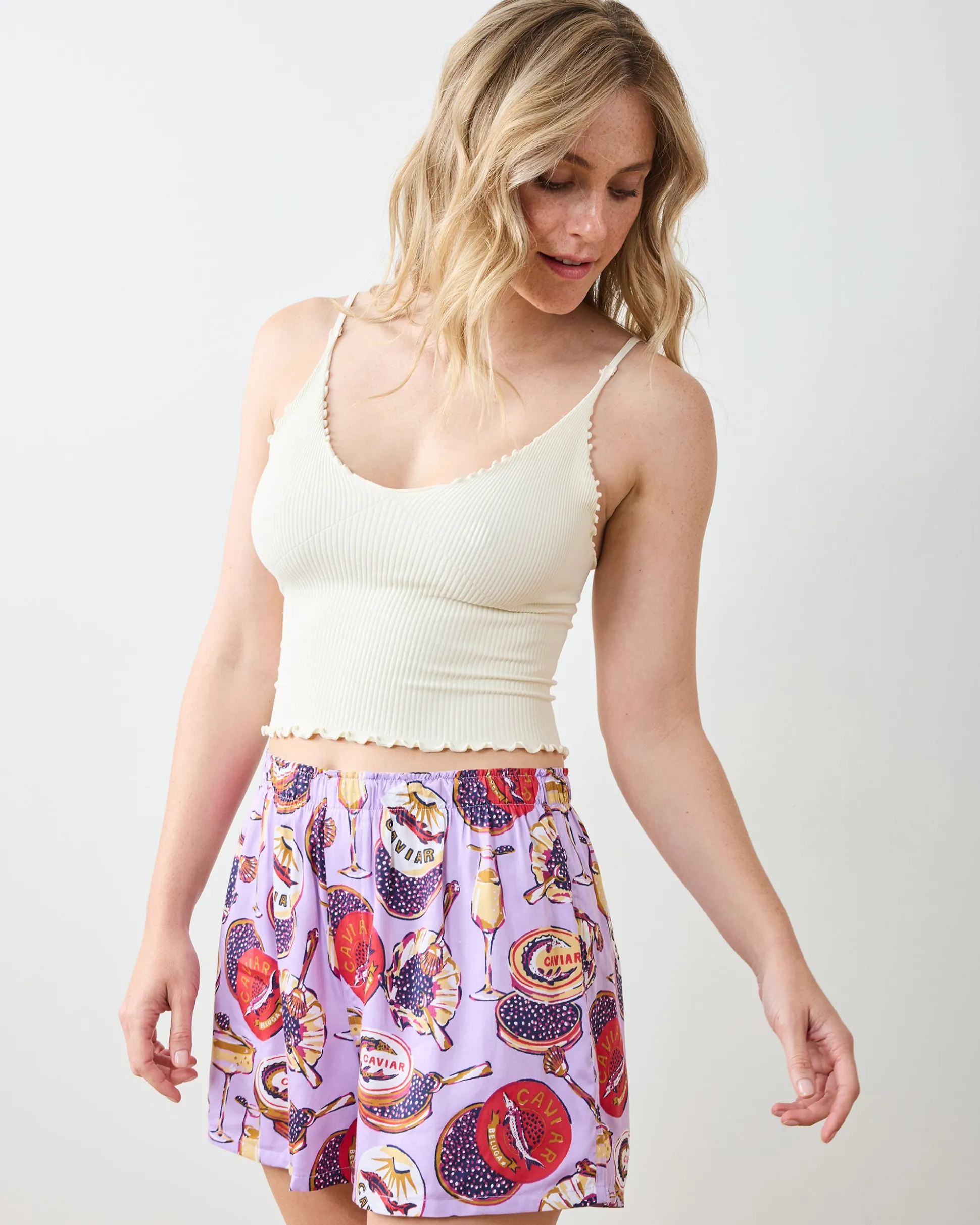 Eco Satin Boyfriend Boxer in Champagne & Caviar