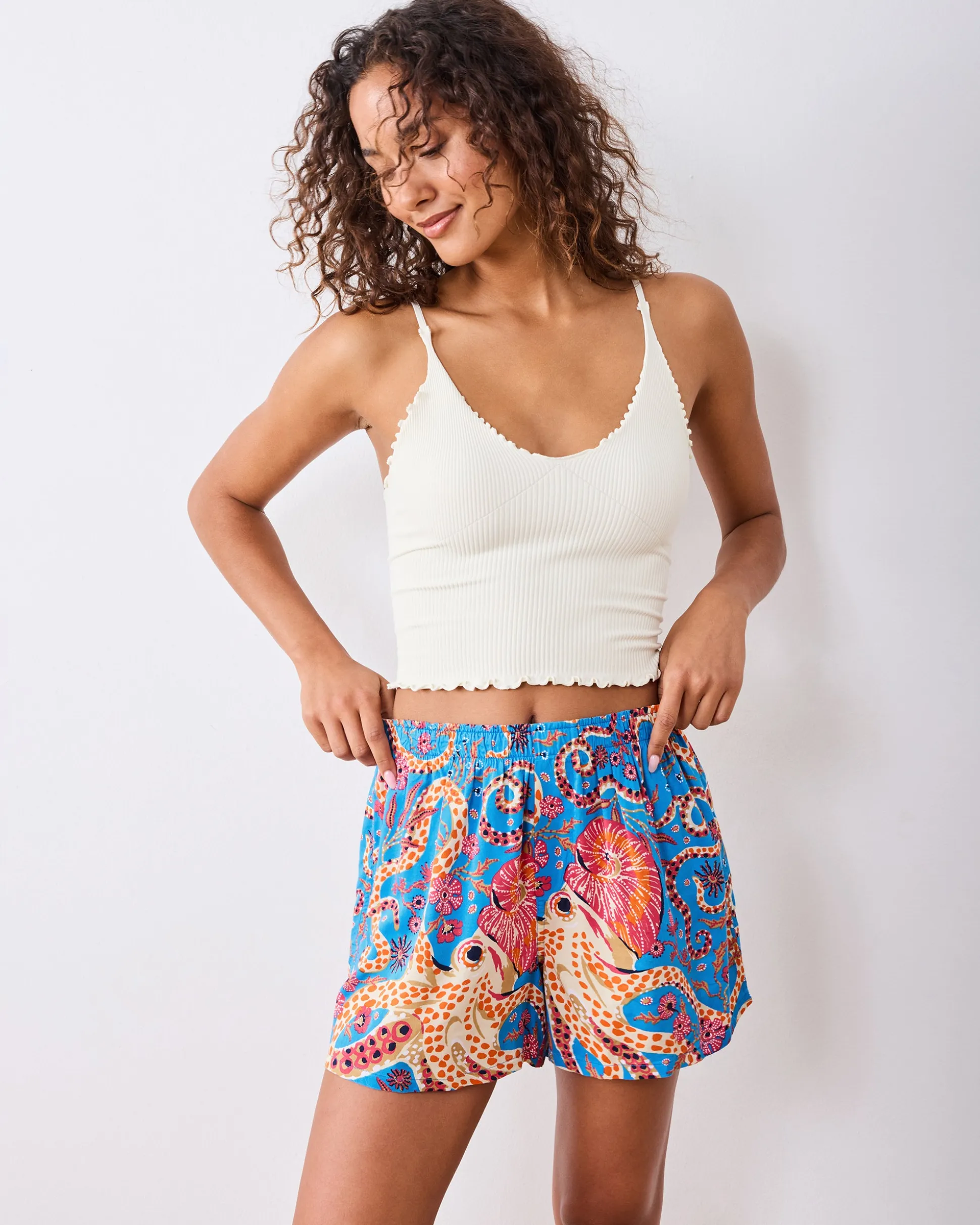 Eco Satin Boyfriend Boxer in Octopus Isle
