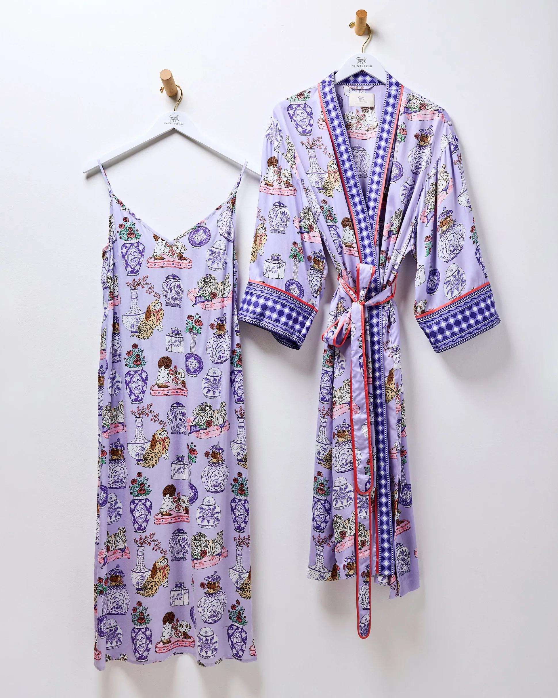 Eco Satin Chic to Sleep Nightie & Robe Bundle in Fancy Dogs