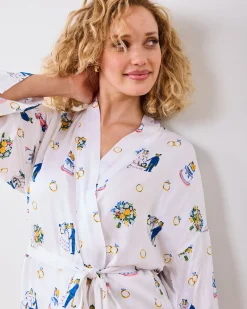 Eco Satin Glam Mini Robe in Happily Ever After