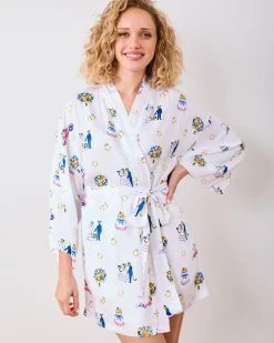 Eco Satin Glam Mini Robe in Happily Ever After