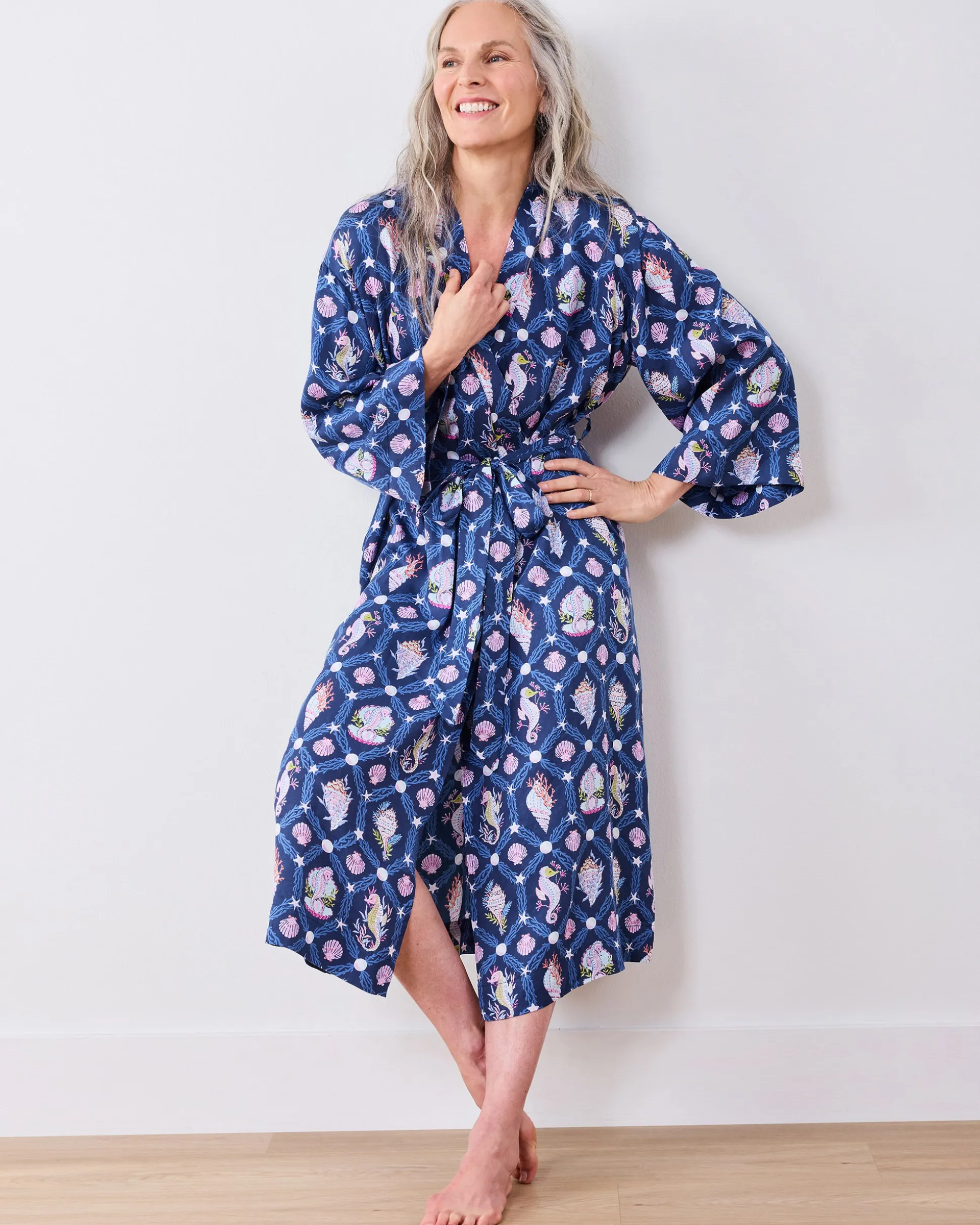 Eco Satin Joni Robe in Underwater Enchantment