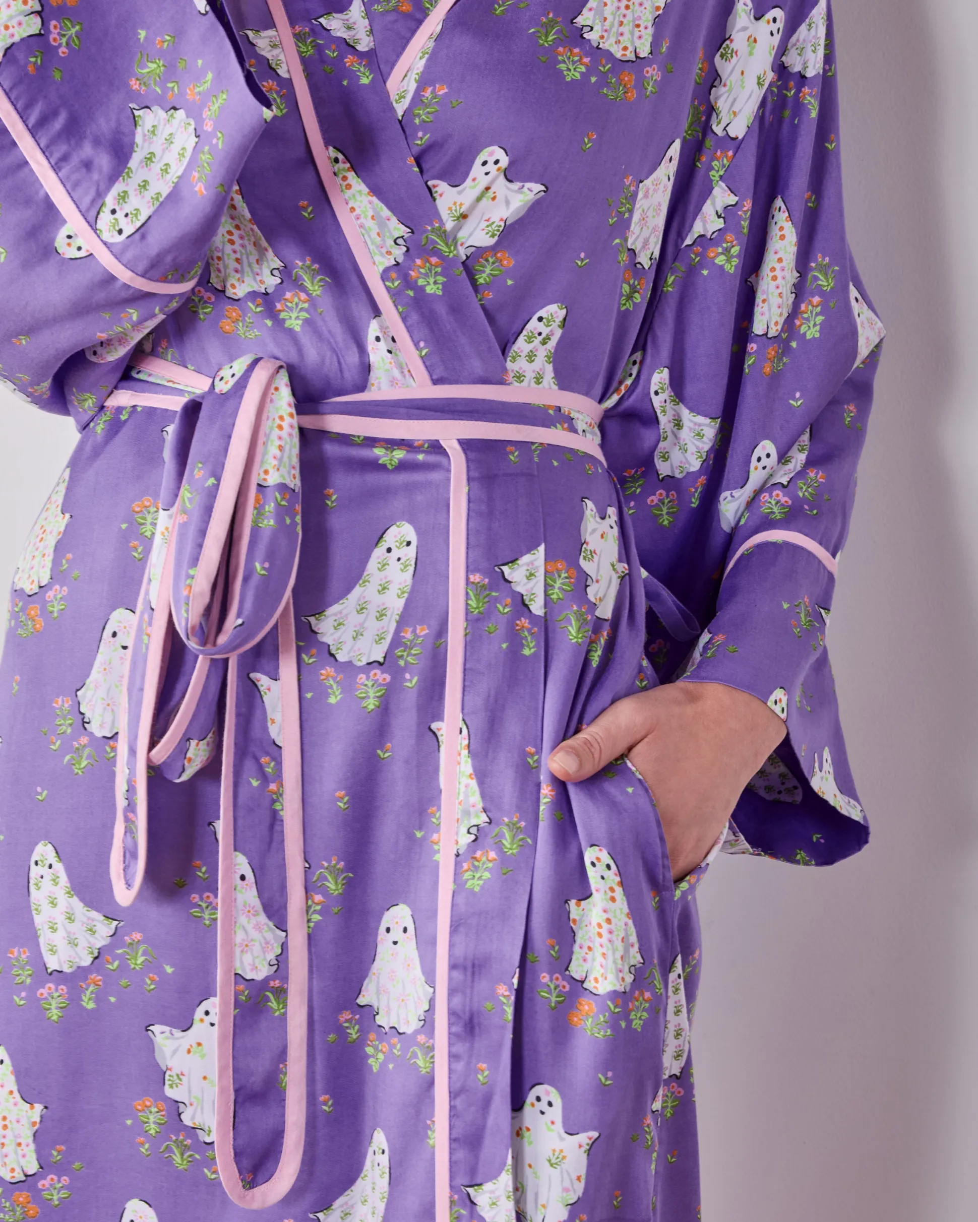 Eco Satin Robe & Chic to Sleep Nightie Bundle in Gardening Ghosts