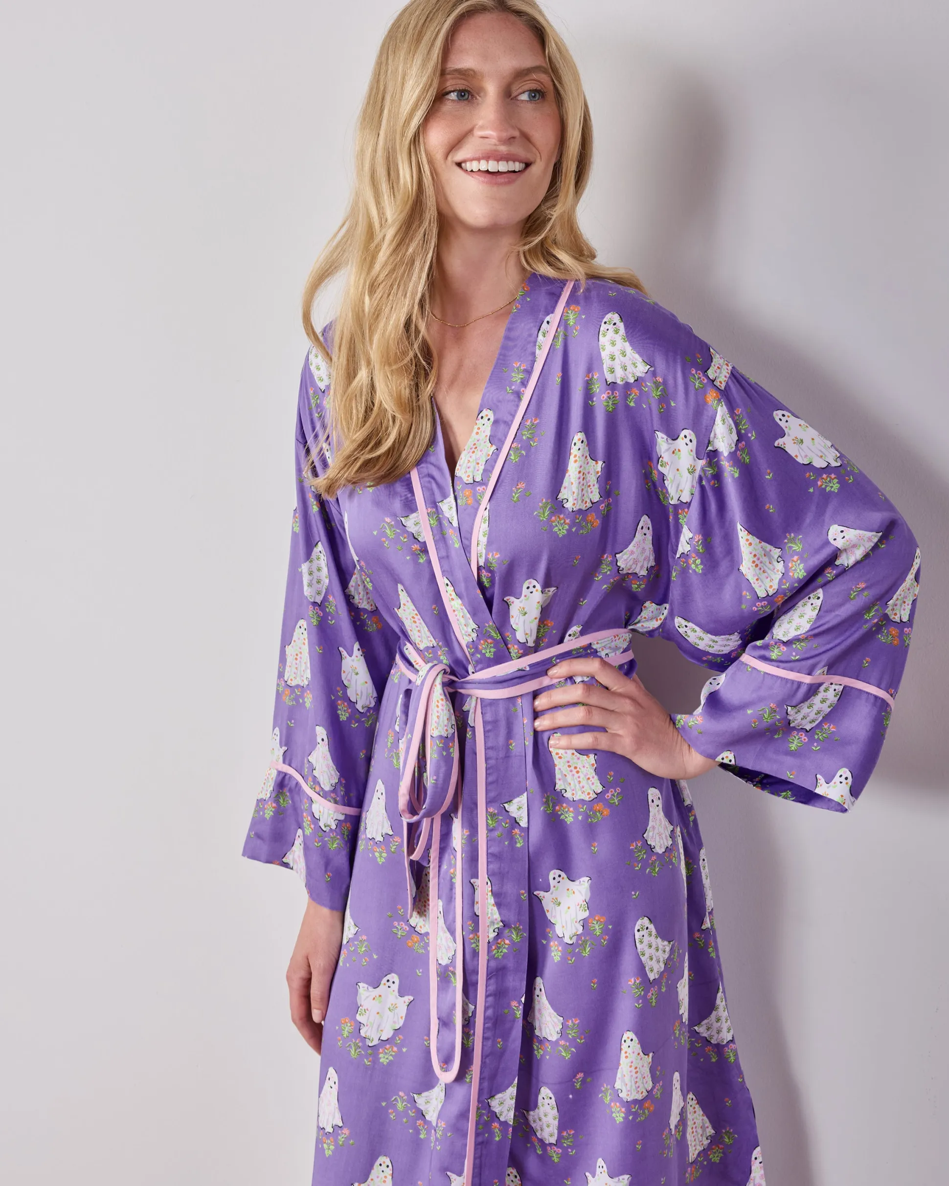 Eco Satin Robe & Chic to Sleep Nightie Bundle in Gardening Ghosts