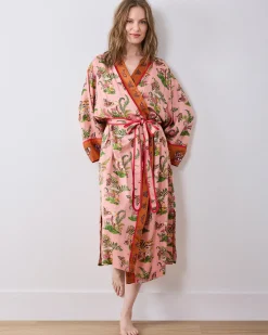 Eco Satin Robe in Butterfly Forager
