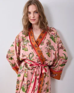 Eco Satin Robe in Butterfly Forager