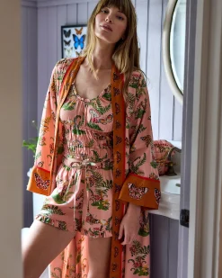 Eco Satin Robe in Butterfly Forager