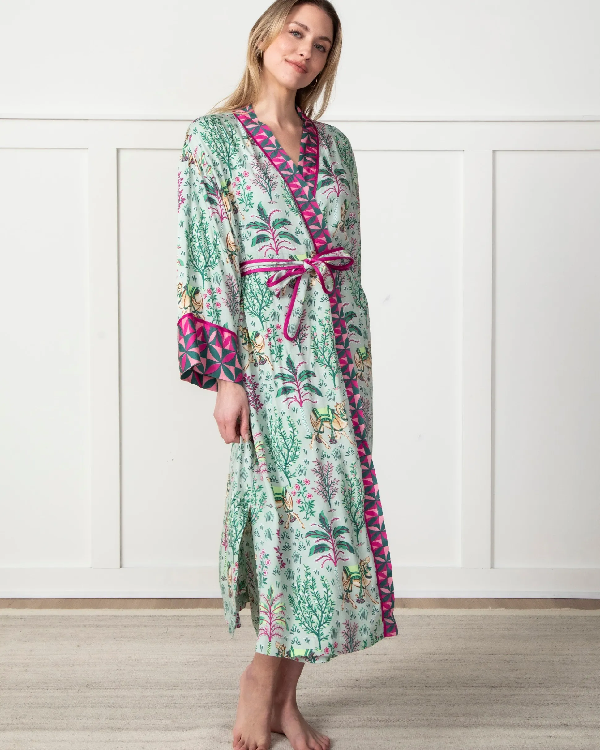 Eco Satin Robe in Camel's Courtyard