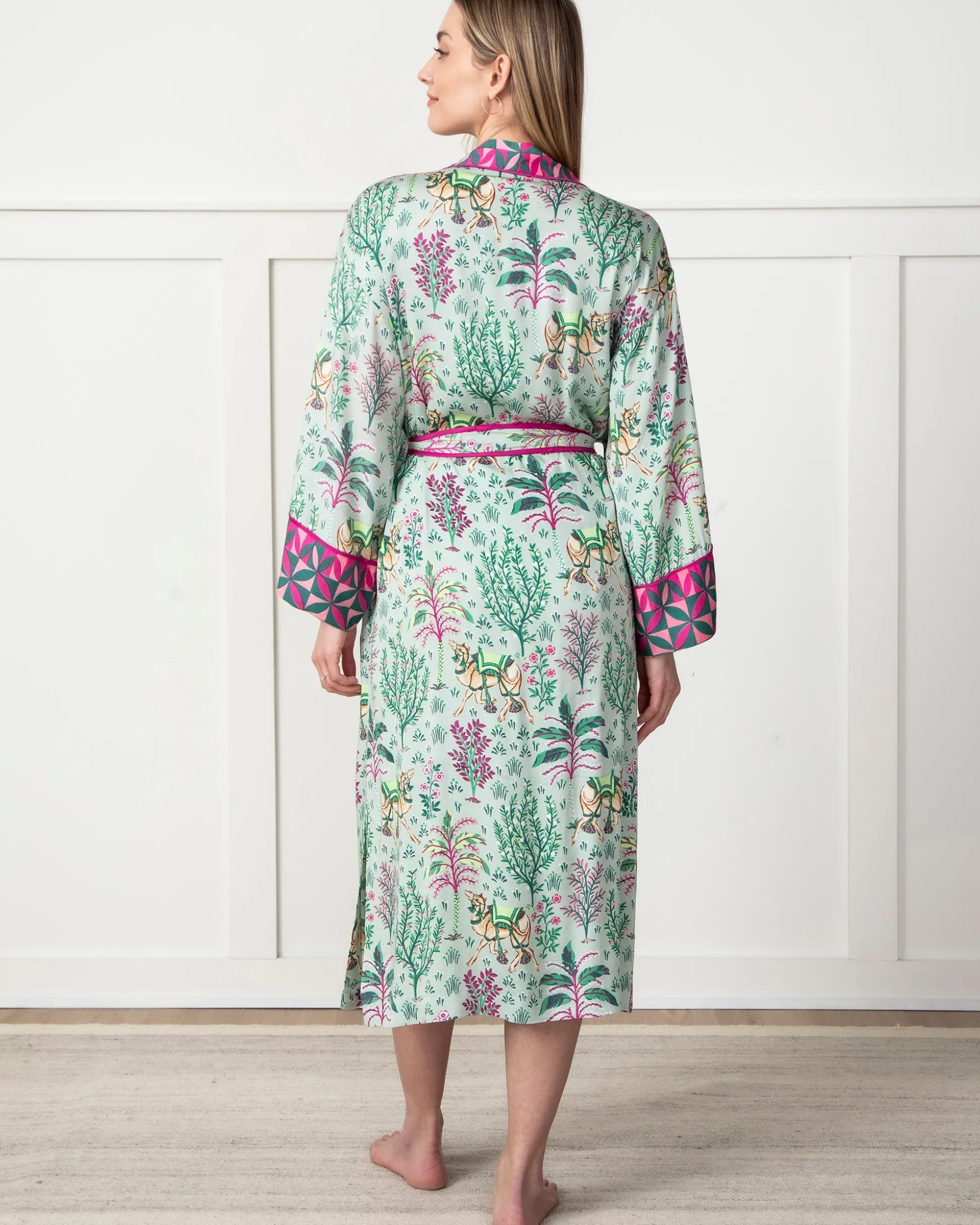 Eco Satin Robe in Camel's Courtyard