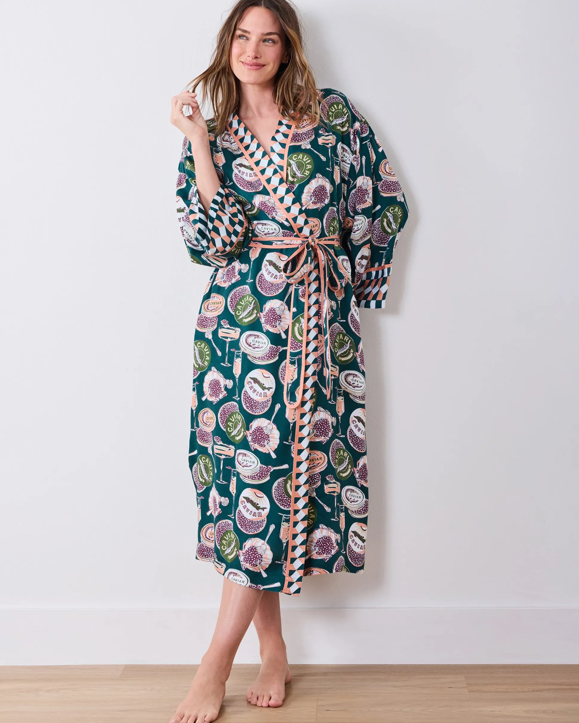 Eco Satin Robe in Champagne & Caviar