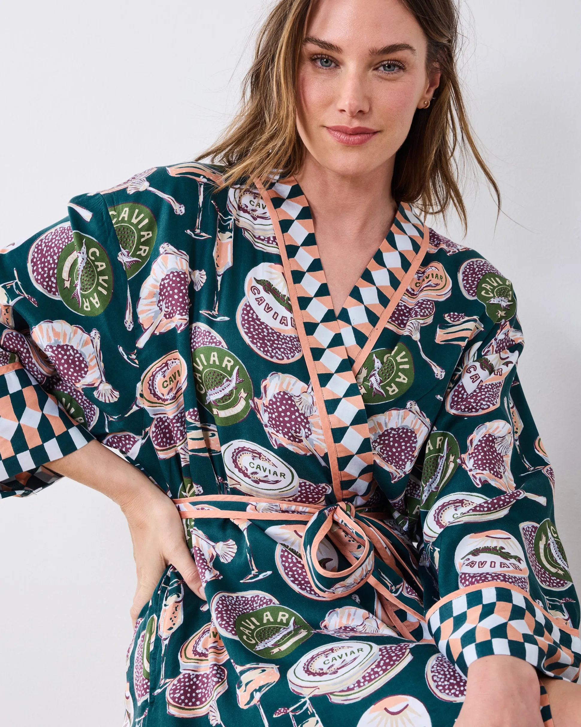 Eco Satin Robe in Champagne & Caviar