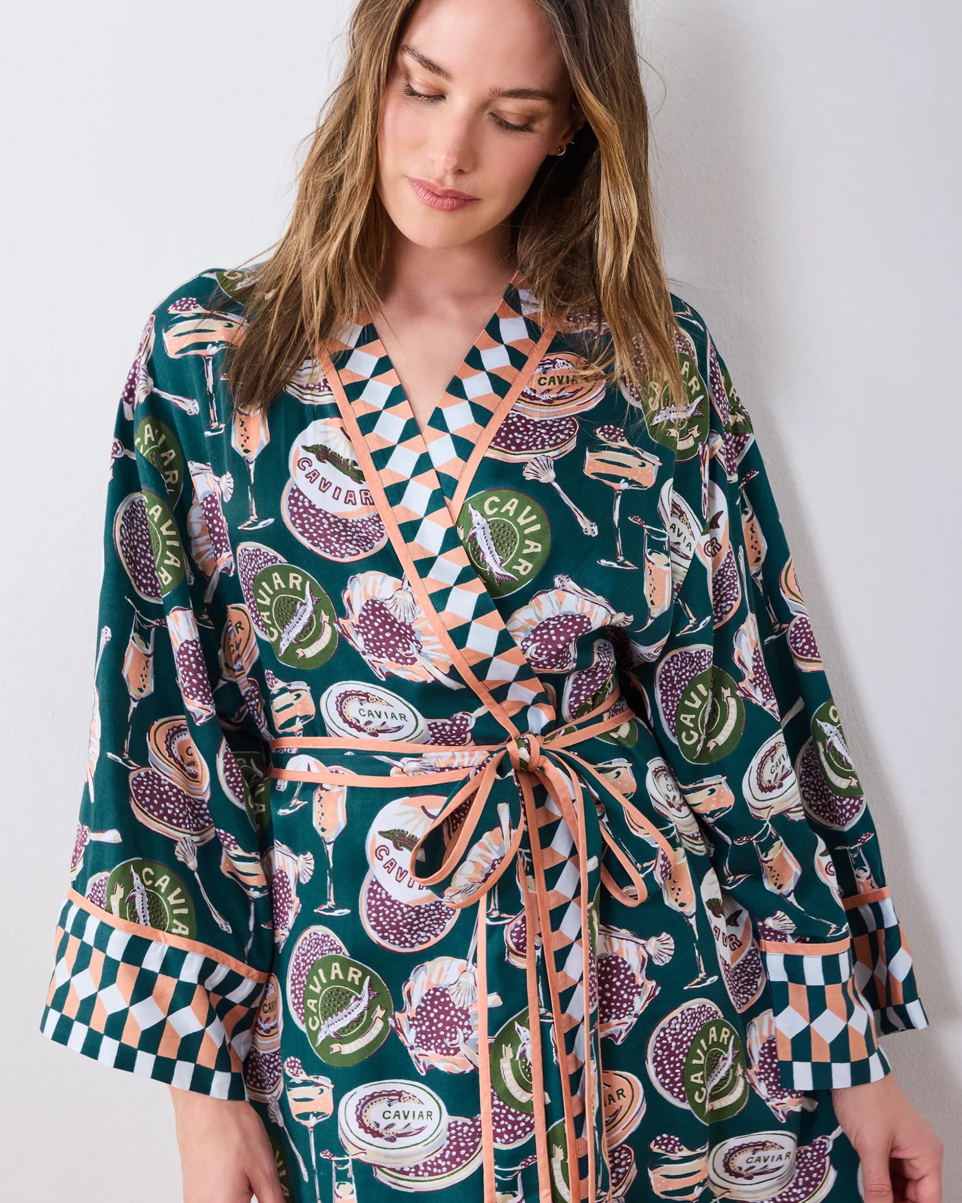 Eco Satin Robe in Champagne & Caviar