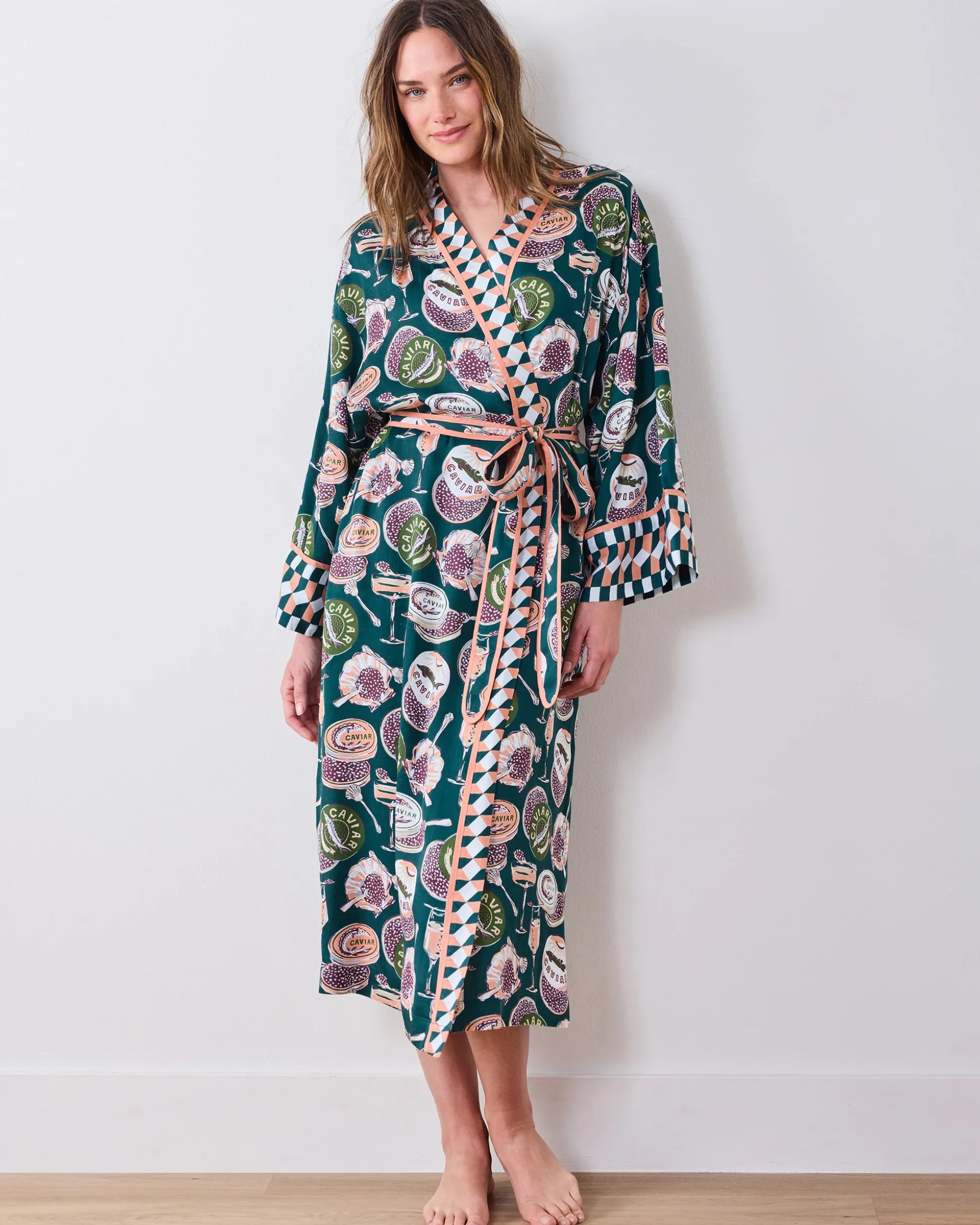 Eco Satin Robe in Champagne & Caviar