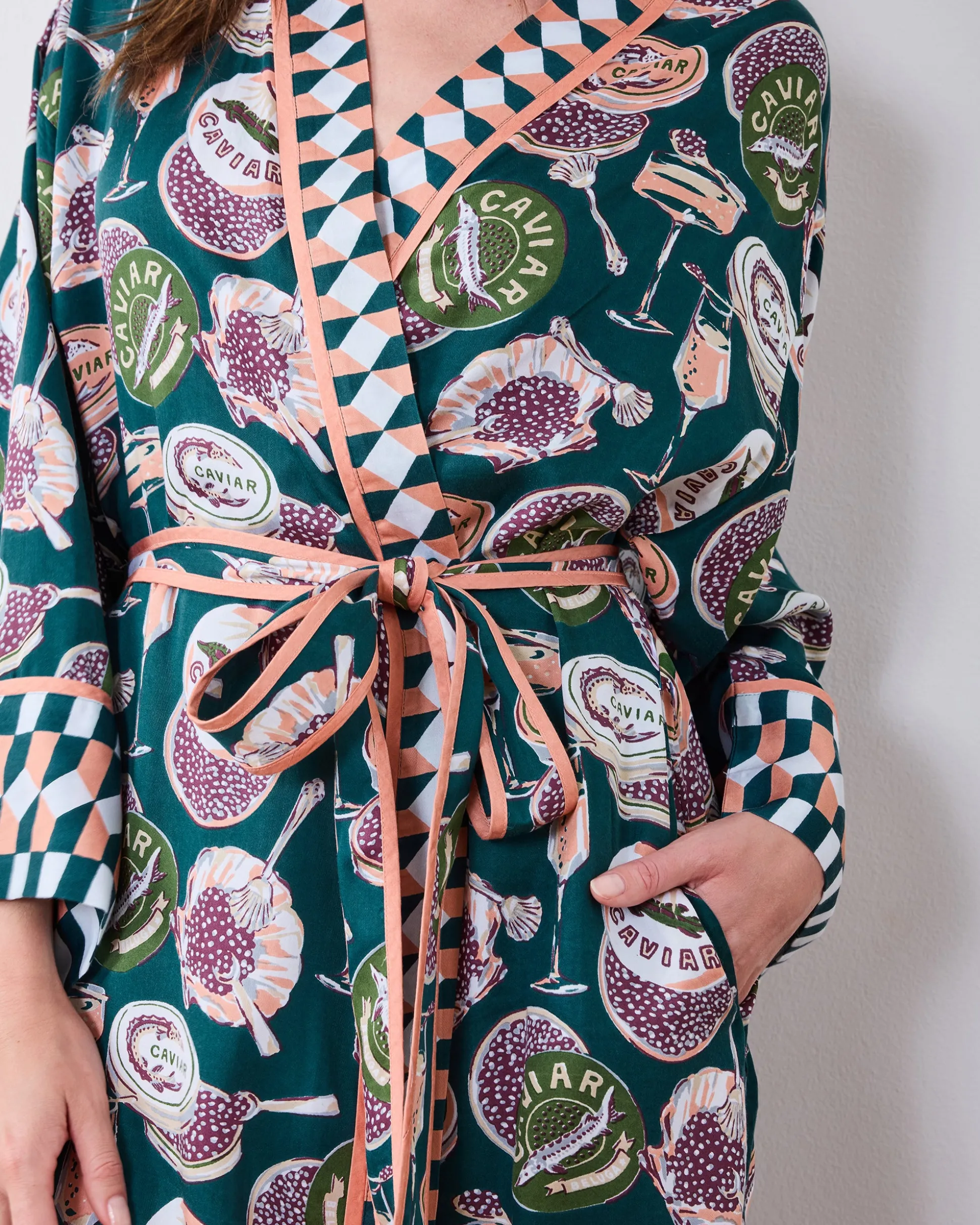 Eco Satin Robe in Champagne & Caviar